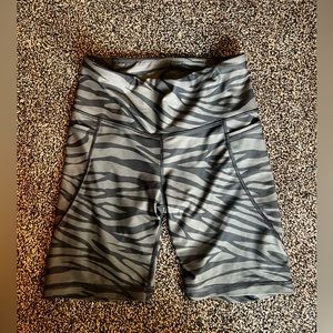 Gray and black zebra bike shorts